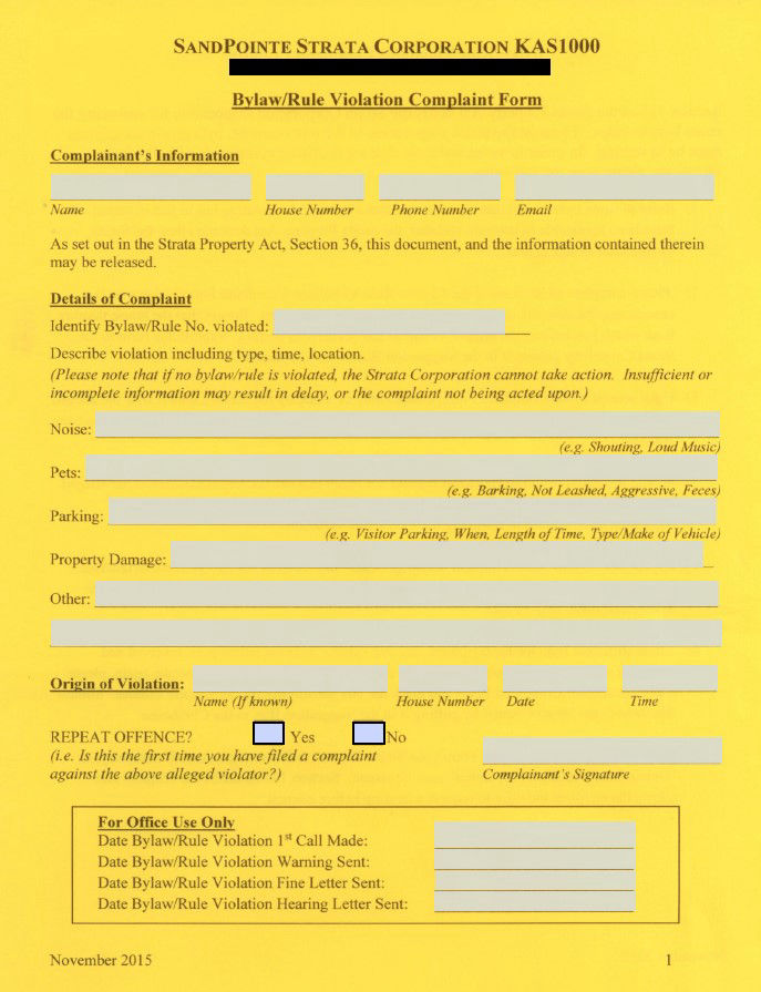 SandPointe Strata Forms